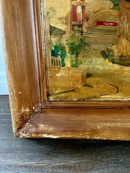 Vintage Original Oil Painting Of A City Landscape Signed “Donley” Wooden Frame - Picture 5 of 15